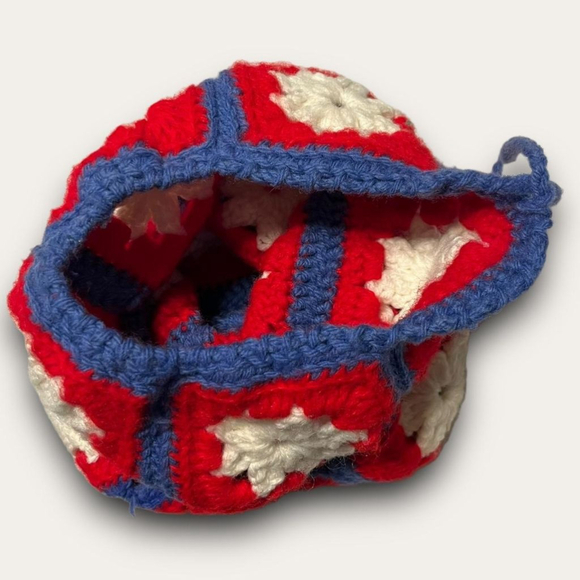 Vintage Floral Crochet Drawstring Pouch Accessory Bag School Makeup - Picture 4 of 6